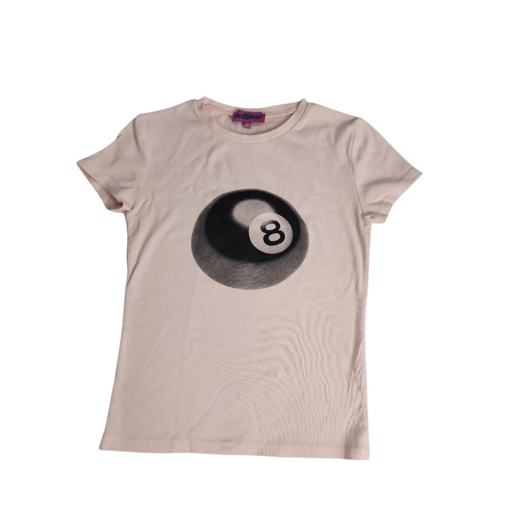 Edikted 8 Ball Graphic Tee Women XS Pink Streetwear Y2K Aesthetic Streetwear Y2k